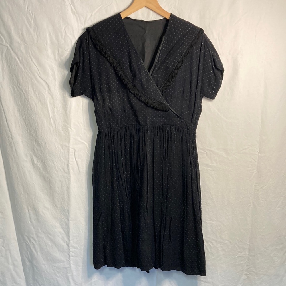 Vintage black polka georgette tea dress Western size 8/10